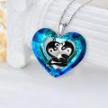 wholesale 925 Sterling Silver Heart-Shaped Blue Crystal Penguins Pendant Necklace Gift for Her-0-4