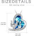 wholesale TOUPOP Dinosaur Necklace Sterling Silver Crystal Heart Pendant - I Love You Forever Jewelry Gift For Women, Mother, Daughter -0-5