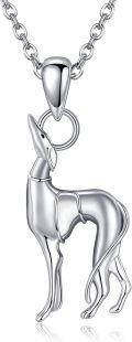 wholesale 925 Sterling Silver Greyhound Dog Pendant Necklace for Women Girls  43cm Chain Length-0-0