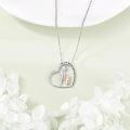 wholesale 925 Sterling Silver Heart Pendant Necklace - Girl & Boy Best Friends Forever  for Sisters or Brothers on Birthdays and Christmas-0-2