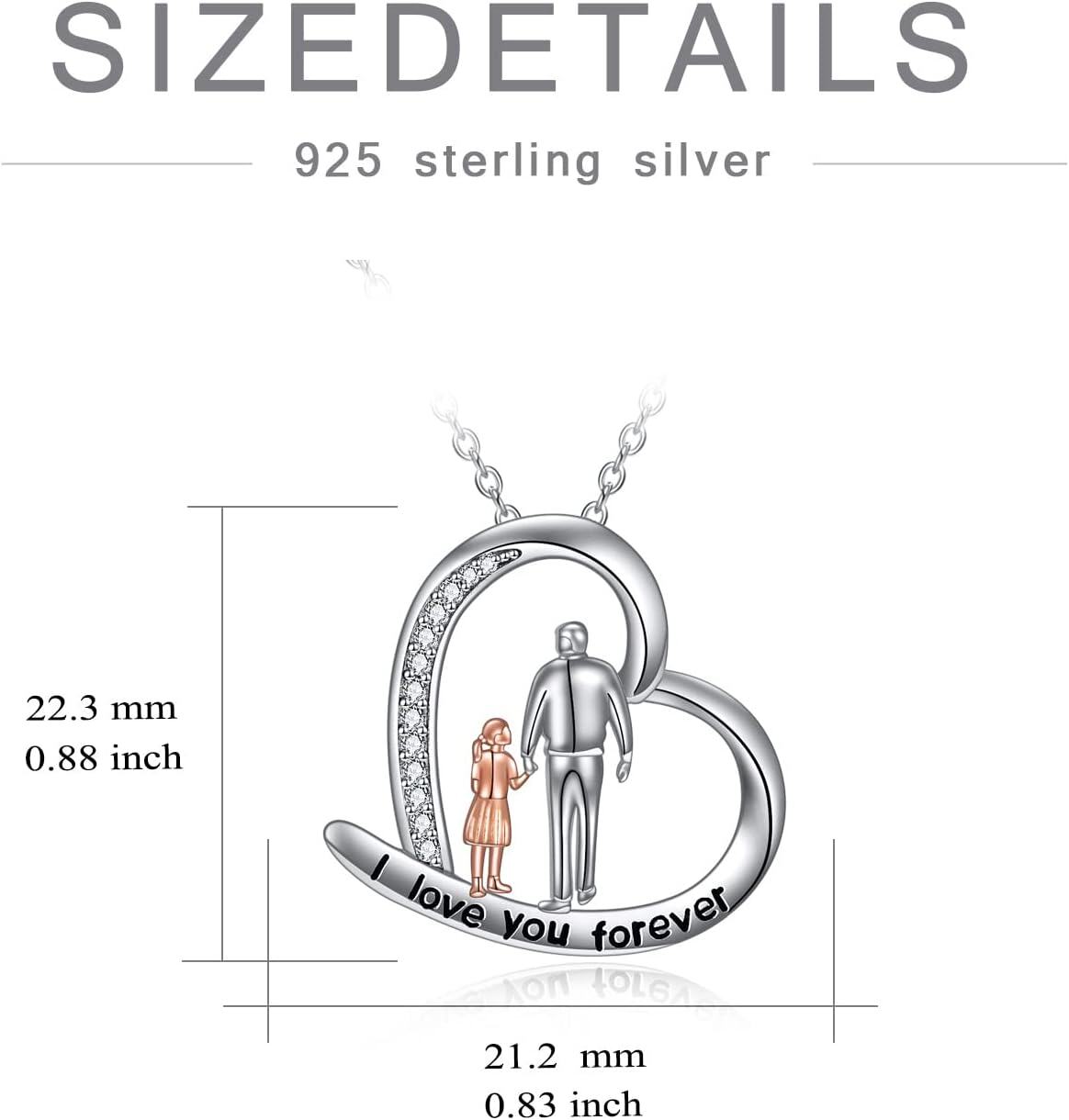 wholesale 925 Sterling Silver Heart Pendant Mother Daughter Necklace I love you forever Gifts for Mom Grandmother-0-5