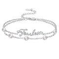 wholesale 925 Sterling Silver Metal Fearless Freshwater Pearl Faith Cross Bracelet for Women - Dainty Double Chain Christian-0-0