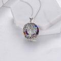 wholesale 925 Sterling Silver Rainbow Crystal Tree of Life Pendant Necklace Gift for Mom-0-2