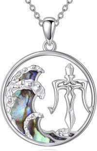 wholesale 925 Sterling Silver Abalone Shell Star of David Tree of Life Pendant Necklace-Trident Necklace