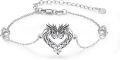 wholesale 925 Sterling Silver Heart-Shaped Celtic Dragon and Wolf Adjustable Bracelet for Women-0-0