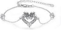 wholesale 925 Sterling Silver Heart-Shaped Celtic Dragon and Wolf Adjustable Bracelet for Women-Dragon Bracelet