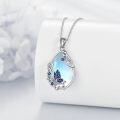 wholesale 925 Sterling Silver Butterfly Moonstone Pendant Necklace with Blue Enamel Accents-0-3