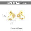 wholesale 14K Yellow Gold Sunflower Heart Stud Earrings with Diamond Accents for Women - Real 14K Gold  Ideas-0-4