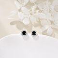 wholesale 925 Sterling Silver Round Cut Black Onyx & Cubic Zirconia Stud Earrings for Men and Women-0-2