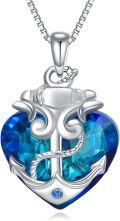 wholesale 925 Sterling Silver Crystal Anchor Necklace - Symbol of Freedom, Bravery, Hope & Confidence-0-0