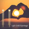 wholesale 14K Gold Yellow Heart Dangle Chain Tassels Studs for Women - Valentine's Day Gift Ideas-0-5