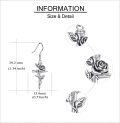 wholesale 925 Sterling Silver Gothic Cross with Black Rose and Witch's Heart Drop Earrings-0-2