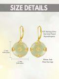 wholesale 14K Gold Plated Sterling Silver Round Natural Jade Earrings for Women-0-3