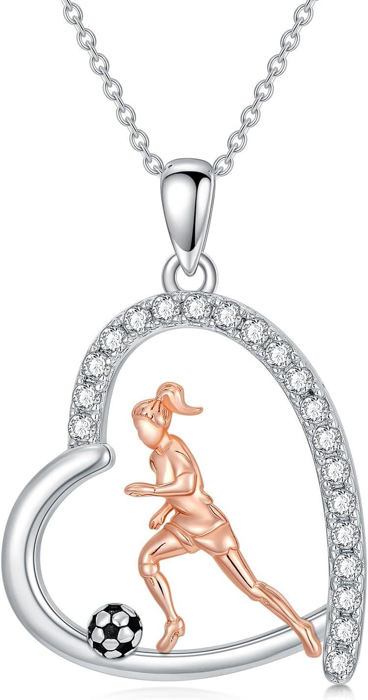  Sterling Silver Pendant Necklace for Women Girls Sports Lovers Gift -0-1