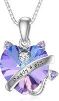 wholesale 925 Sterling Silver Cat Heart Crystal Daddy's Girl Pendant Necklace s for Girls-0-0