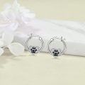 wholesale 925 Sterling Silver Heart-shaped Dog Paw Print Hoop Earrings for Women and Girls-0-2