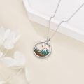 wholesale 925 Sterling Silver Mountain Landscape Pendant Necklace Wholesale With Green Accents-0-4