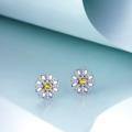 wholesale 925 Sterling Silver Daisy Stud Earrings Wholesale With Yellow Center-0-2