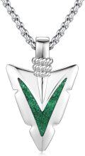 wholesale 925 Sterling Silver Green Turquoise Arrowhead Pendant Necklace for Men & Women-0-0