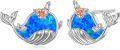 wholesale TOUPOP Whale Earrings S925 Sterling Silver Blue Opal Whale Stud Earrings Dainty Animal Jewelry Birthday Gifts For Women Her Sisters -0-0