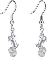 wholesale 925 Sterling Silver Squirrel Moonstone Drop Earrings for Women-S-Squirrel