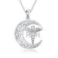 wholesale 925 Sterling Silver Crescent Moon Pendant With Caduceus And Rn Letters-0-0