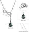 wholesale 925 Sterling Silver Green Moss Agate CZ Infinity Drop Pendant Necklace-0-1