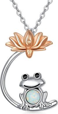 wholesale 925 Sterling Silver Opal Frog Lotus Flower Pendant Necklace for Women-Frog-Lotus