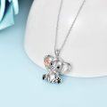 wholesale 925 Sterling Silver Elephant with Rose Flower Charm Pendant Necklace for Women-0-2