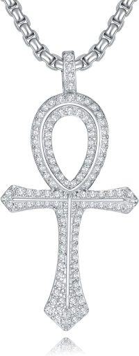 wholesale 925 Sterling Silver Egyptian Cross Pendant Necklaces for Men & Women - 24K Gold Plated  Set-A01-Ankh