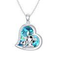 wholesale 925 Sterling Silver Mom Heart Shape Animal Pendant Necklaces for Women Girls Family Love Gift-0-126
