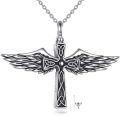 wholesale 925 Sterling Silver Angel Wing Cross Cremation Urn Pendant Necklace for Women-0-0