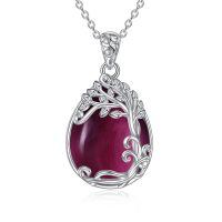 wholesale 925 Sterling Silver Filigree Teardrop Pendant Necklace for Women-NN-Tree of Life Amethyst Necklace