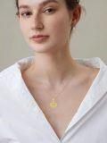 TOUPOP 14K Gold Moonstone Lotus Flower Necklace, AA Pendant Gift for Women-0-2