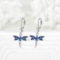 wholesale 925 Sterling Silver Blue Enamel Dragonfly Leverback Earrings for Women Girls Gifts Jewelry Accessories-0-3