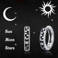 wholesale Silver 925 Sterling Silver Celestial Sun & Moon Stars Small Hoop Huggie Earrings for Men Women Jewelry-0-5