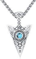 wholesale 925 Sterling Silver Viking Triangle Pendant with Turquoise and Opal Stone Necklace for Men-0-0
