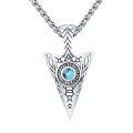 wholesale 925 Sterling Silver Thor's Hammer Pendant With Blue Stone And Runes-0-0