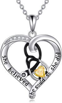wholesale 925 Sterling Silver She Believed So She Did Heart Necklace-11 Nov-Citrine