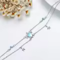 TOUPOP 925 Sterling Silver Sea Turtle Dolphin Mermaid Anklet Ocean Jewelry-0-1