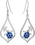 wholesale 925 Sterling Silver Blue Turtle Starfish Teardrop Dangle Earrings-0-0