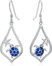 wholesale 925 Sterling Silver Blue Turtle Starfish Teardrop Dangle Earrings-Sea Turtle
