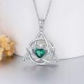 wholesale 925 Sterling Silver Emerald Green Moonstone Irish Claddagh Necklace-0-1