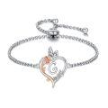 TOUPOP Sterling Silver Rose Heart Butterfly Initial G Letter Link Bracelet For Women-0-0