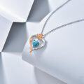 wholesale 925 Sterling Silver Turquoise Heart Rose Pendant Necklace for Women - Forever in My Heart-0-1