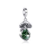 wholesale 925 Sterling Silver Mushroom Moss Agate Dangle Charm Bead For Bracelet-Mushroom Moss Agate