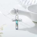 wholesale 925 Sterling Silver Cross with Abalone Shell and Tree Design Pendant Necklace for Women-0-1