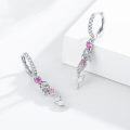 wholesale 925 Sterling Silver Mermaid Pink Crystal Drop Dangle Hook Earrings for Women Girls-0-1