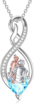 wholesale 925 Sterling Silver & Birthstone Father Daughter Necklace - Infinity Heart Hugging Pendant, Gift for Women, Niece, Daughter, Granddaughter-0-0