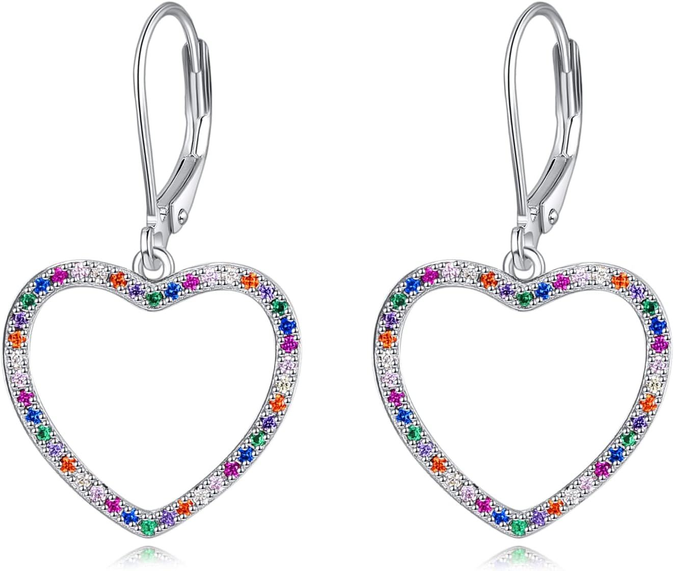 Sterling Silver Hypoallergenic Drop Dangle Earrings for Women-Heart Shaped